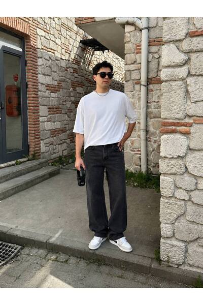 DIRECTIVE JEANS Men's Black Baggy Loose Fit Denim Trousers Jeans Anthracite, ...