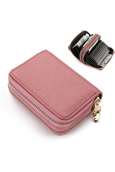 STARSTAR PU card holder 8.5x4x11.5cm multi-layer zipper large capacity.