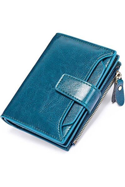 STARSTAR Women's PU zipper wallet burgundy RFID slim card holder.