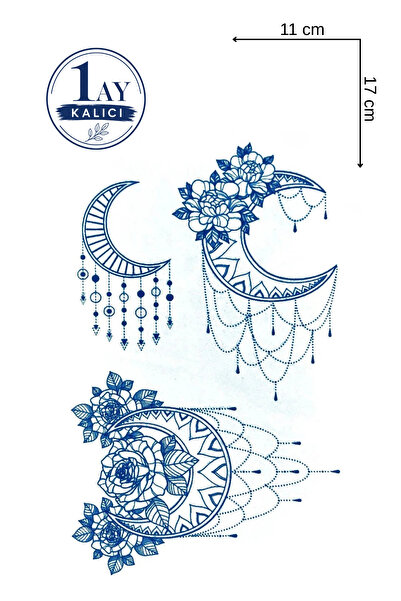 Barly 1 Ay Kalıcı Ay Figürlü Sonradan Kararan Yarı Kalıcı Geçici Dövme Tattoo
