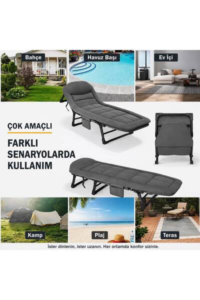 gaman 5 Kademeli Sırt Ayarlı Taşınabilir Ayarlanabilir Sünger Kamp Yatağı Şez...
