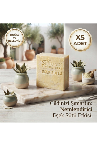 Şifaver %100 Doğal El Yapımı Eşek Sütlü Nemlendirici El, Yüz ve Cilt Bakım Sabunu 125 gr x5 Adet