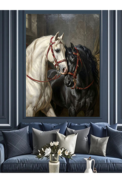 Artmeg Cai albi și negri Canvas decorativ - Tablou din lemn MDF