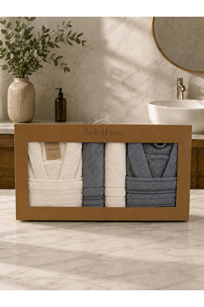 Bella Home 8 Piece Crinkle Family Bathrobe Set |   Dowry Box & Daily Use |   ...