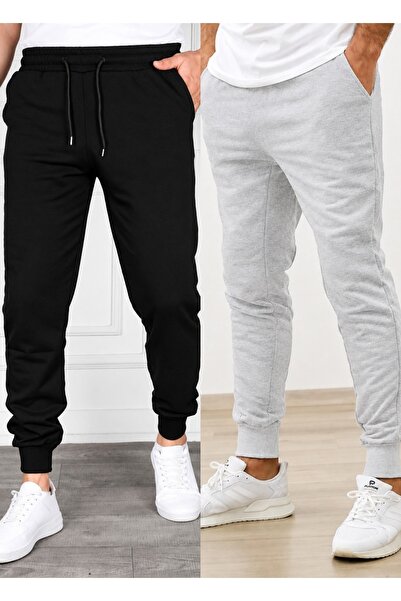 TORUK MAKTO Set of 2 Unisex Ribbed Leg Sweatpants Jogger Comfortable Fit Dail...