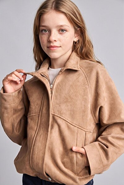DeFacto Suede Zipper Pocket Short Coat Girls H7803A826Wn