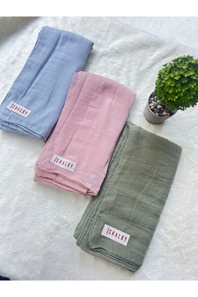 shalby Hijab Plain Cotton Crash Shawl Set of 3