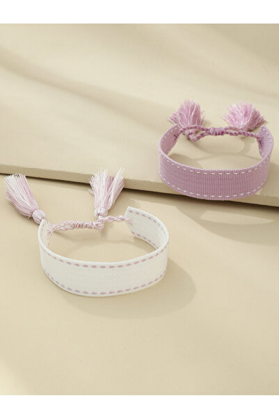 Take Two By Styli Pack of 2 Multi-Color Woven Bracelets with Tassel Details