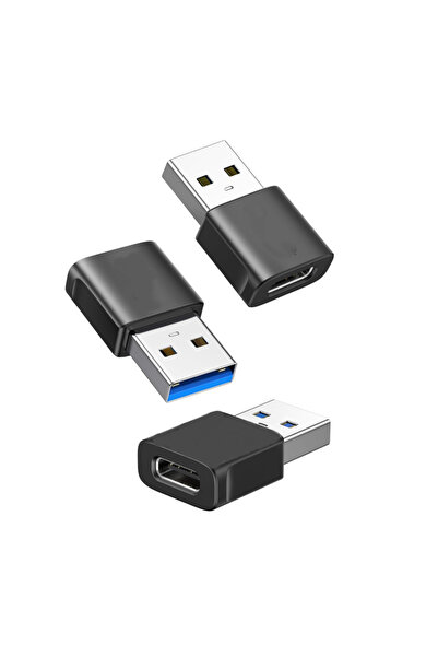 Choice black USB to USB C Adapter 3Pack, 10Gbps USBC Female to USBA Male Adap...