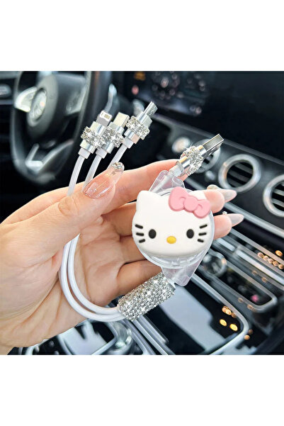 Choice Pink Sanrio Hello kitty 3 In 1 Charging Cable for Iphone Android Micro...
