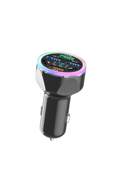 choice2 Black 6 Ports USB Car Charger USB Type C Fast Charging Digital Displa...
