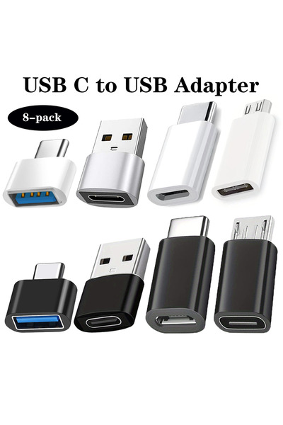 choice2 Black and White 4/8-Pack USB C to USB Adapter，USB C Male to USB Femal...