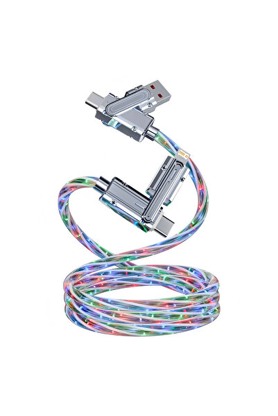 Choice White Phone Cable 240W LED Luminous USB Cable 4 in 1 Fast Charging Dat...