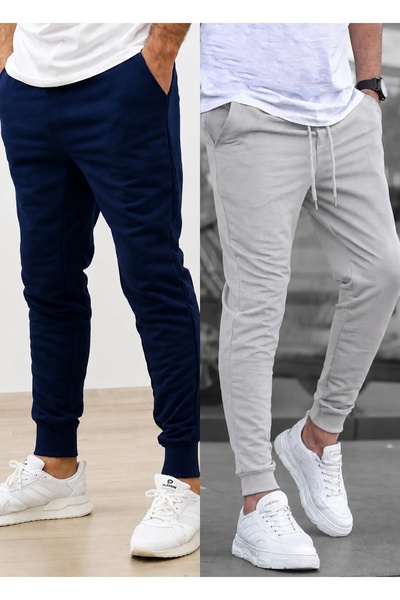 TORUK MAKTO Set of 2 Unisex Ribbed Leg Sweatpants Jogger Comfortable Fit Dail...