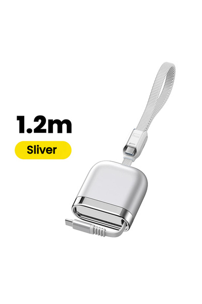 Choice1 كابل USB C إلى USB C فضي قابل للسحب بطول 1.2 متر، 240 واط، للشحن السر...