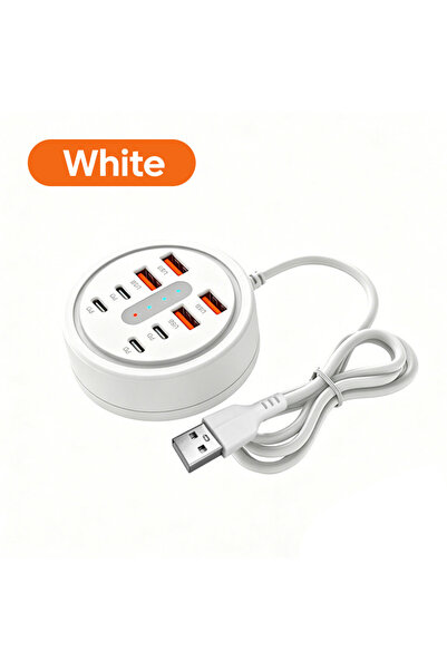 Choice White 8-Port 66W Fast Charging Plug-in Desktop Charging Station Portab...