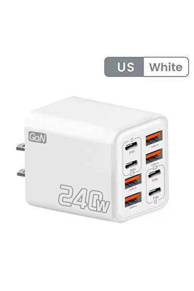 Choice White-US 240W GaN USB C Charger 8 in 1 Fast Charging Phone Charger Pow...