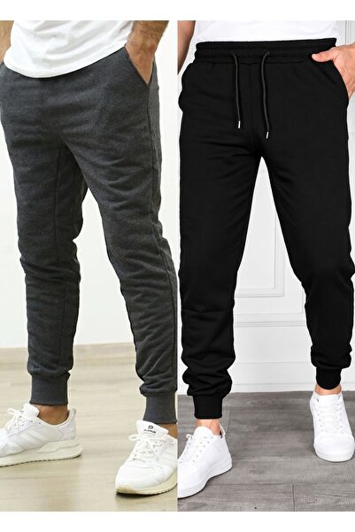 TORUK MAKTO Set of 2 Unisex Ribbed Leg Sweatpants Jogger Comfortable Fit Dail...