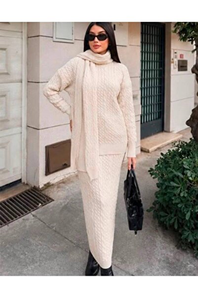 Ware Women's Thick 3-Piece Knitted Scarf Set