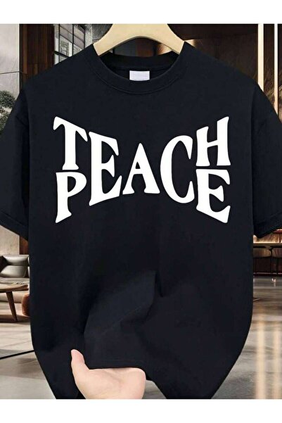 kai22 تي شيرت EACH PEACE برقبة دائرية، بسيط وأنيق، ينشر الطاقة الإيجابية، تصم...