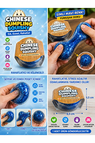 Erzi Çin Mantısı Chinese Dumpling Squishy – Simli Sıkma ve Stres Oyuncağı