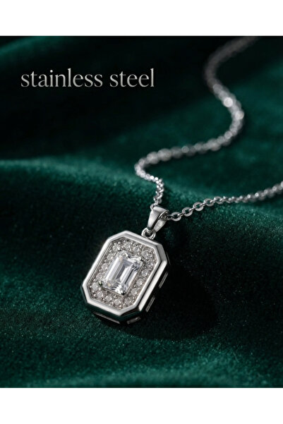 stainless steell 316L Steel Chain Silver Color Square Form Necklace