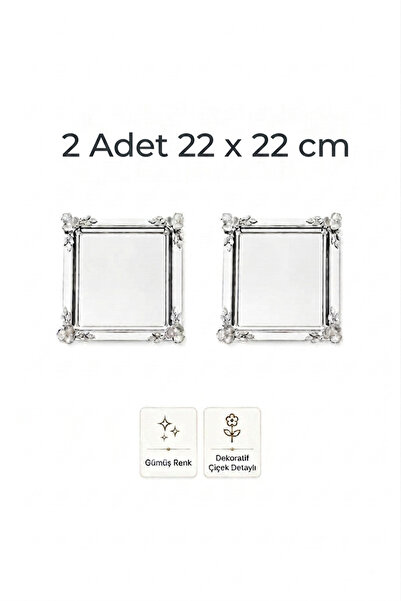 Simply Now Floral Motif Square Presentation Tray 22X22 cm Gold / Silver Promi...