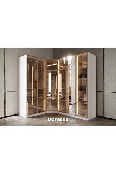 Doressa Living Bend Moon 6 Kapılı Reflekte Camlı Köşe Gardırop