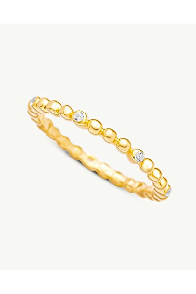 Stemma Jewelry Inel Beaded Slim din Argint 925, cu Zirconiu, Placat cu Aur