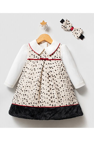 Alvadonna Tweed Baby Girl Dress with Baby Collar and Buckle Gift
