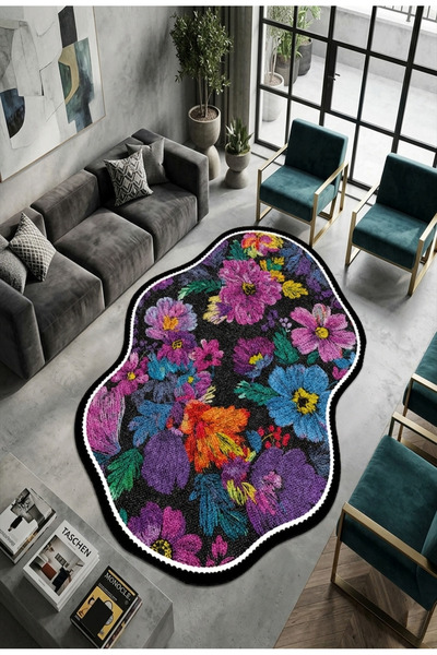 eco concept Mais Serisi Dijital Baskı Halı Renkli Çiçekli Desen Salon Halısı ...
