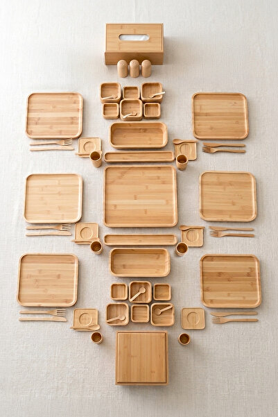 Kitchen Life 67 Parça 6 Kişilik Bambu Set Kahvaltı Takımı Full Hazırlık Çeyiz...