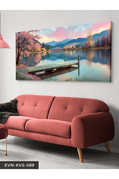 Evinemoda Pink Tree Pier by the Lake One Piece Canvas - Canvas Art Print