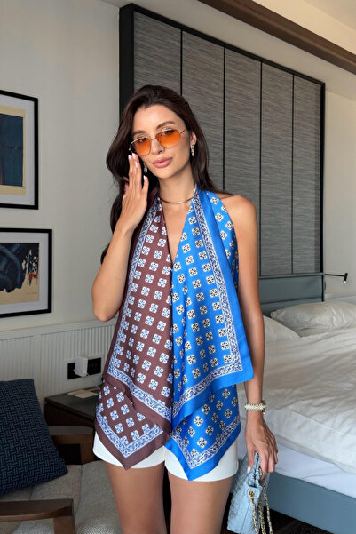 My Blog Blue - Brown Two-Piece Satin Blouse - 8625