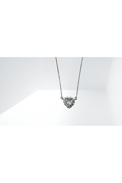 OEM Aσημένιο κολιέ με ζιργκόν σχήμα καρδιά silver925.EC1173