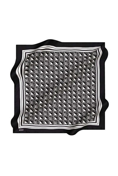 Aker Sura Silk Scarf Black Slogan Pattern