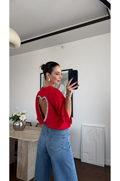 sinem kıvanç KALP SIRT DEKOLTELİ OVERSİZE BLUZ