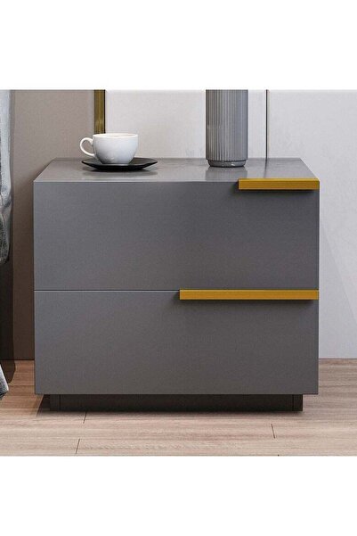 Generic Modern Bedside Table Small Wooden Table with 2 Drawers and Spacious C...