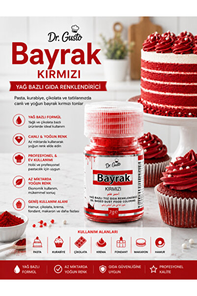 Dr. Gusto Bayrak Kırmızı Yağ Bazlı Toz Gıda Renklendirici 7 g