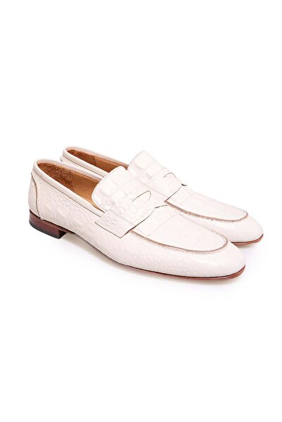 FRANCO CALVANI Beige Color Laceless Genuine Leather Men's Shoes