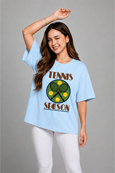 VODEXA Unisex Oversize Tennis Printed T-Shirt 100% Cotton Tennis Themed Comfo...