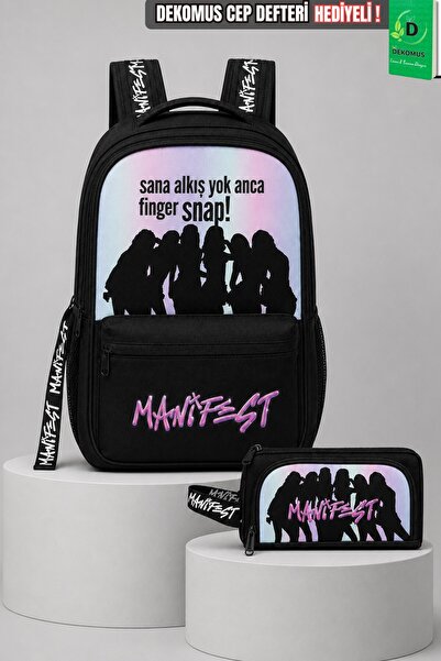 MANİFEST X Dekomus Licensed Finger Snap Collection School Bag and Pen Bag Set
