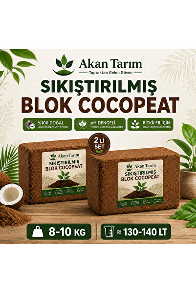 Akan Tarım Cocopeat İthal Hindistan Cevizi Torfu 8-10 KG ≈ 130-140 LT