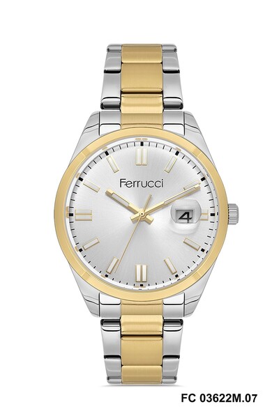 Ferrucci Gold Silver Color Gift Packaged 40 mm Men's Wristwatch with Calendar