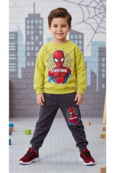 Noble Kids&Boutique طقم للأولاد - قماش قطني 100% - سترة صفراء، وبنطلون رمادي/...