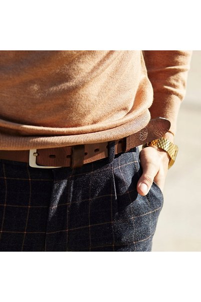 NO BRAND CUREA DE PIELE PENTRU BĂRBAȚI Betlewski, maro, clasică, din piele, î...