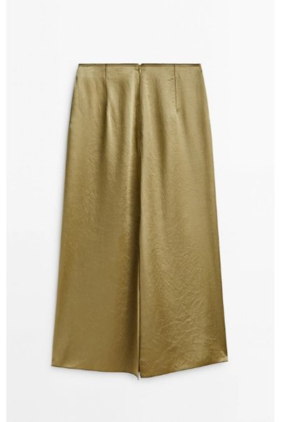 NO BRAND Fustă midi din satin încrețită, mărimea M