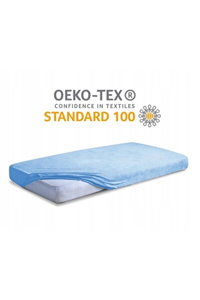 NO BRAND Cearșaf de pat din jerseu de bumbac cu elastic 140 x 200 albastru