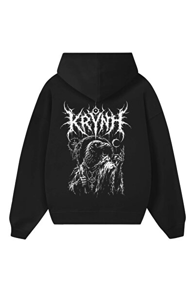 barsdepo Oversize Unisex Black Hoodie Gothic Skull Printed Hooded Sweatshirt**