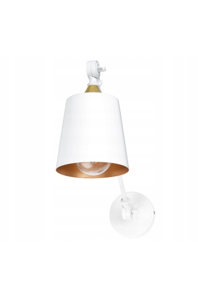 Led Aplică de perete metalică cu braț reglabil, alb auriu, LOFT